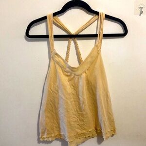 Marc Jacobs yellow halter tank with braided back